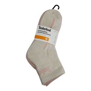 Timberland Womens Cushioned Ankle Quarter Socks 5 Pk Breathable Pink Gray Cream
